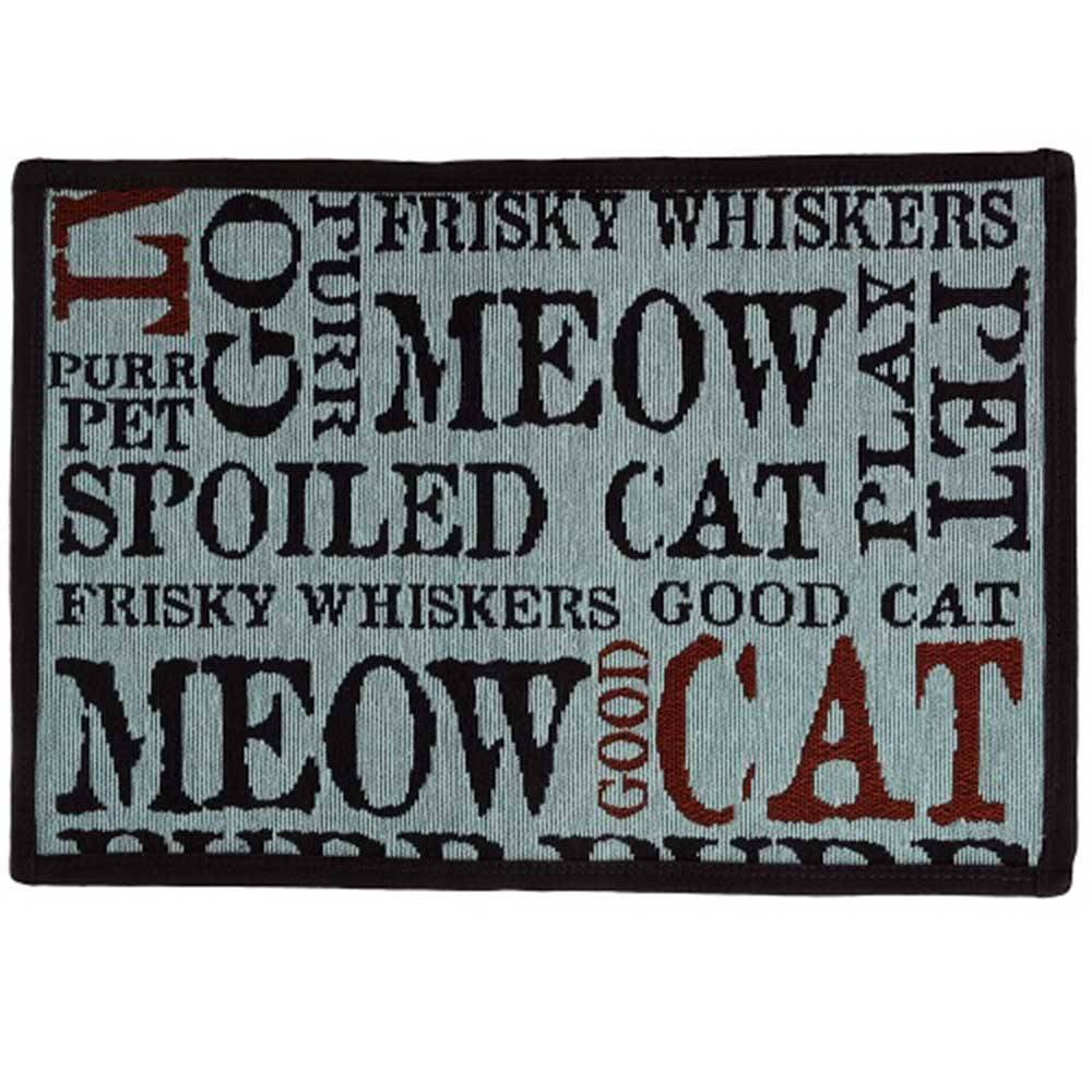 PB Paws & Co. Tapestry Pet Mat in aquamarine color, featuring a non-skid backing and liquid-resistant fabric, perfect for pets.